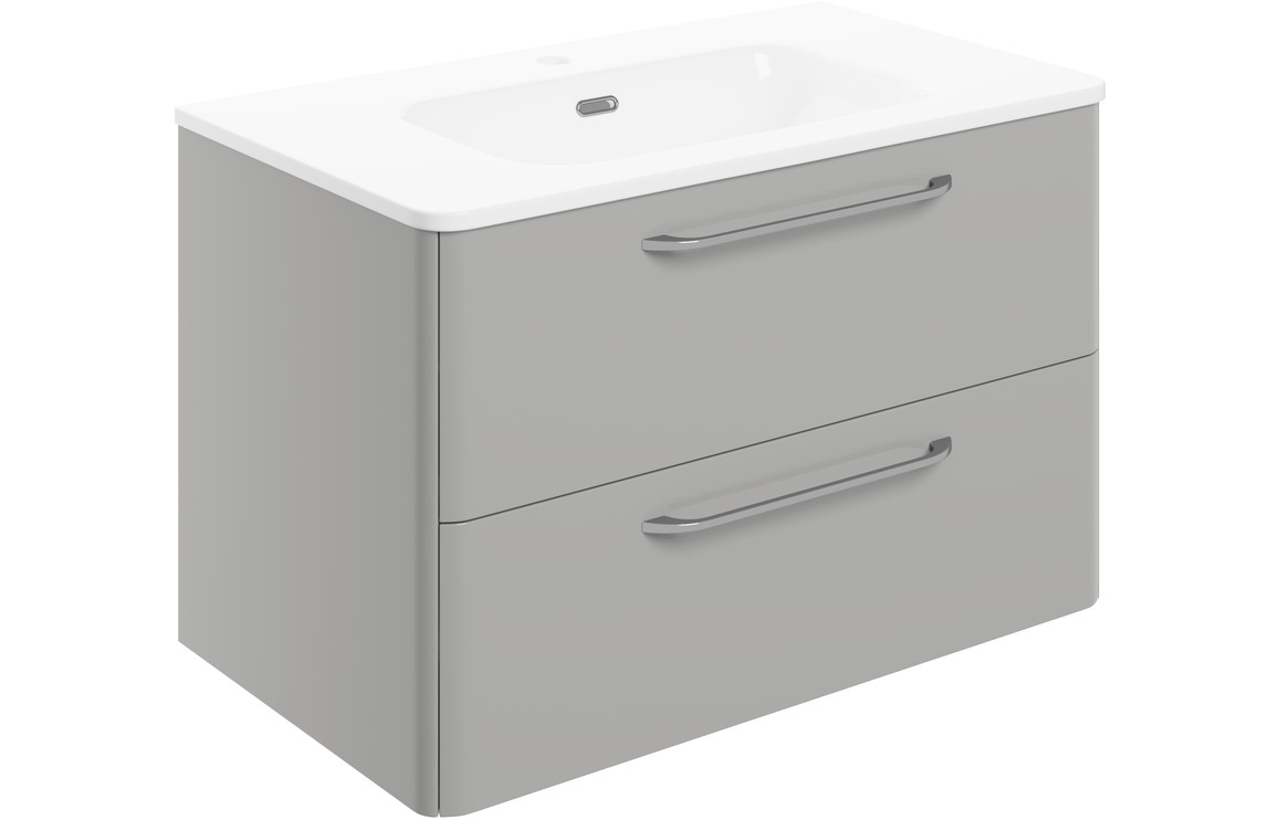 Loretti 810mm 2 Drawer Wall Unit & Basin - Grey Gloss