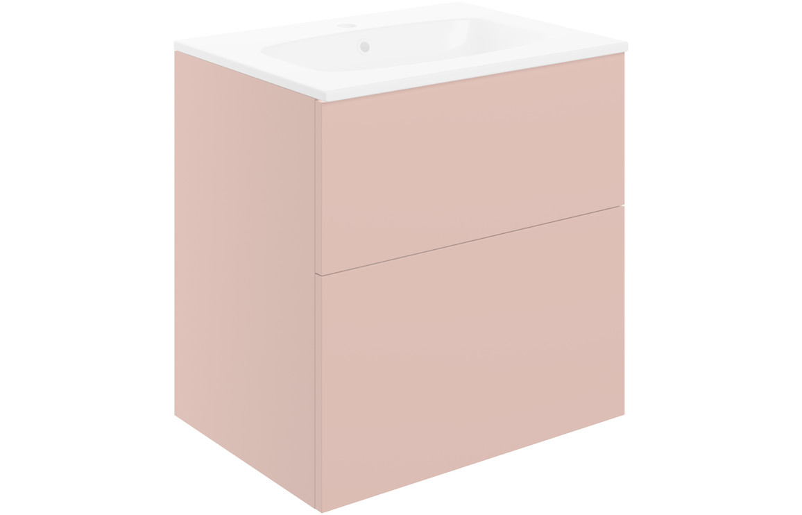 Yugen 610mm Wall Hung 2 Drawer Basin Unit & Basin - Matt Antique Rose