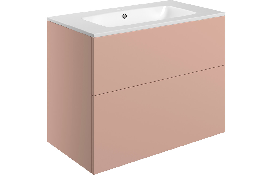 Yugen 815mm Wall Hung 2 Drawer Basin Unit & Basin - Matt Antique Rose