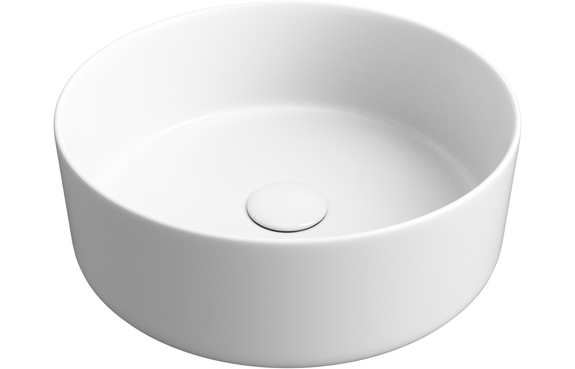 Vostok 355mm Ceramic Round Washbowl & Waste - Matt White