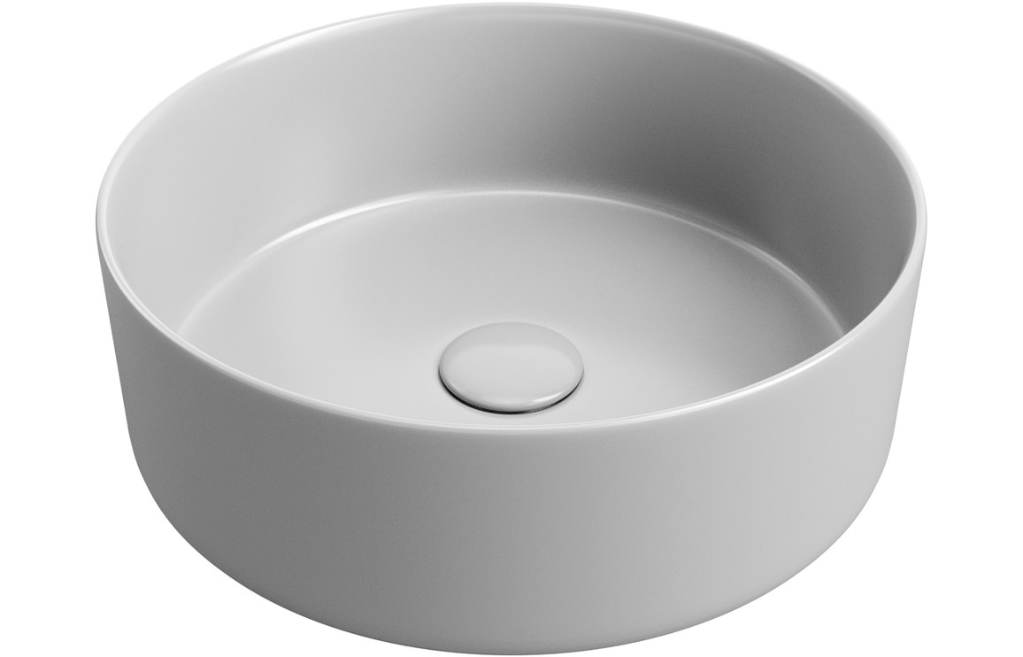 Vostok 355mm Ceramic Round Washbowl & Waste - Light Matt Grey