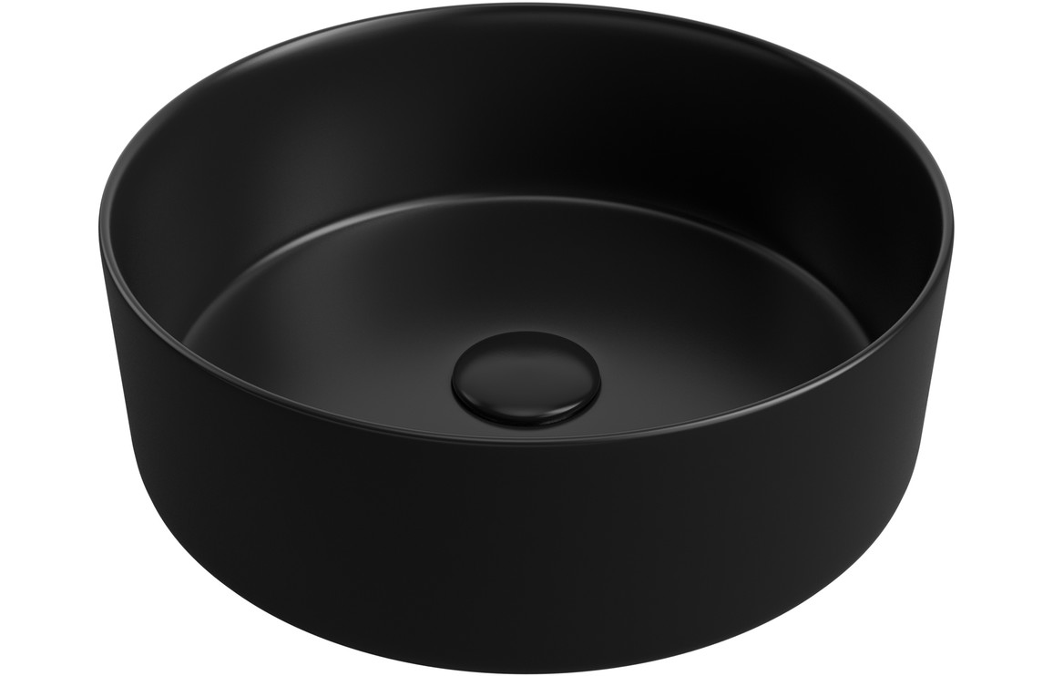 Vostok 355mm Ceramic Round Washbowl & Waste - Matt Black