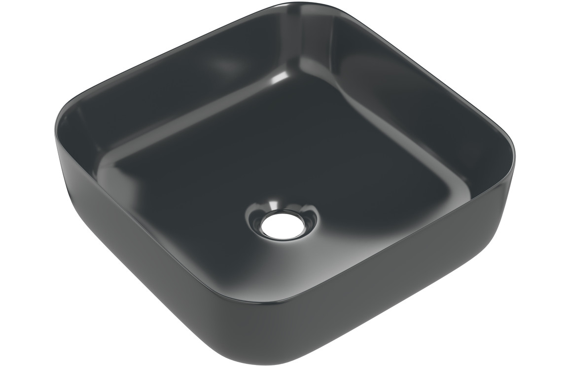 Vostok 400mm Ceramic Square Washbowl & Waste - Matt Black