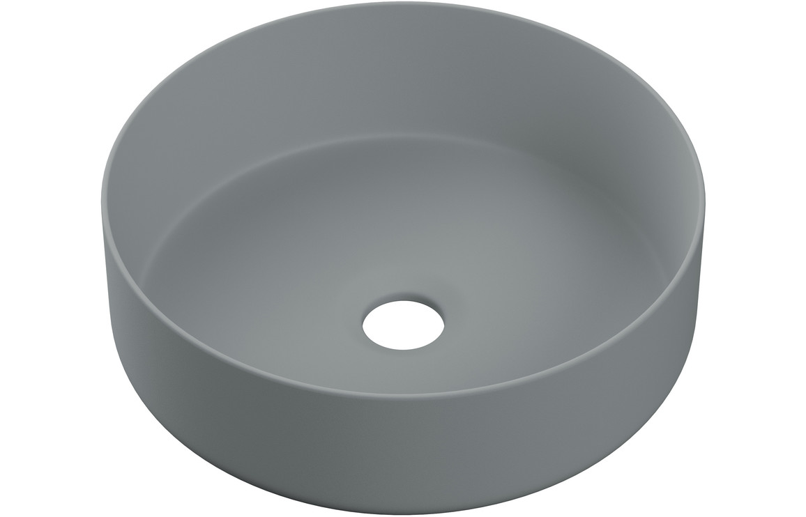 Vostok 355mm Ceramic Round Washbowl & Waste - Matt Grey