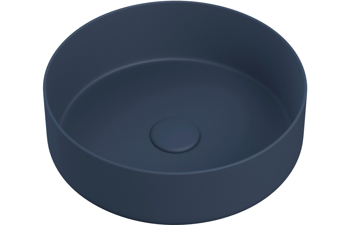 Vostok 355mm Ceramic Round Washbowl & Waste - Matt Deep Blue