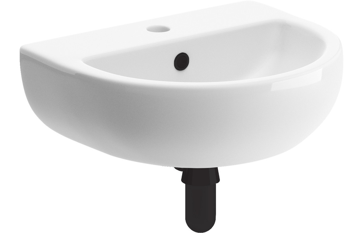 Urmia 450x400mm 1TH Cloakroom Basin & Black Bottle Trap