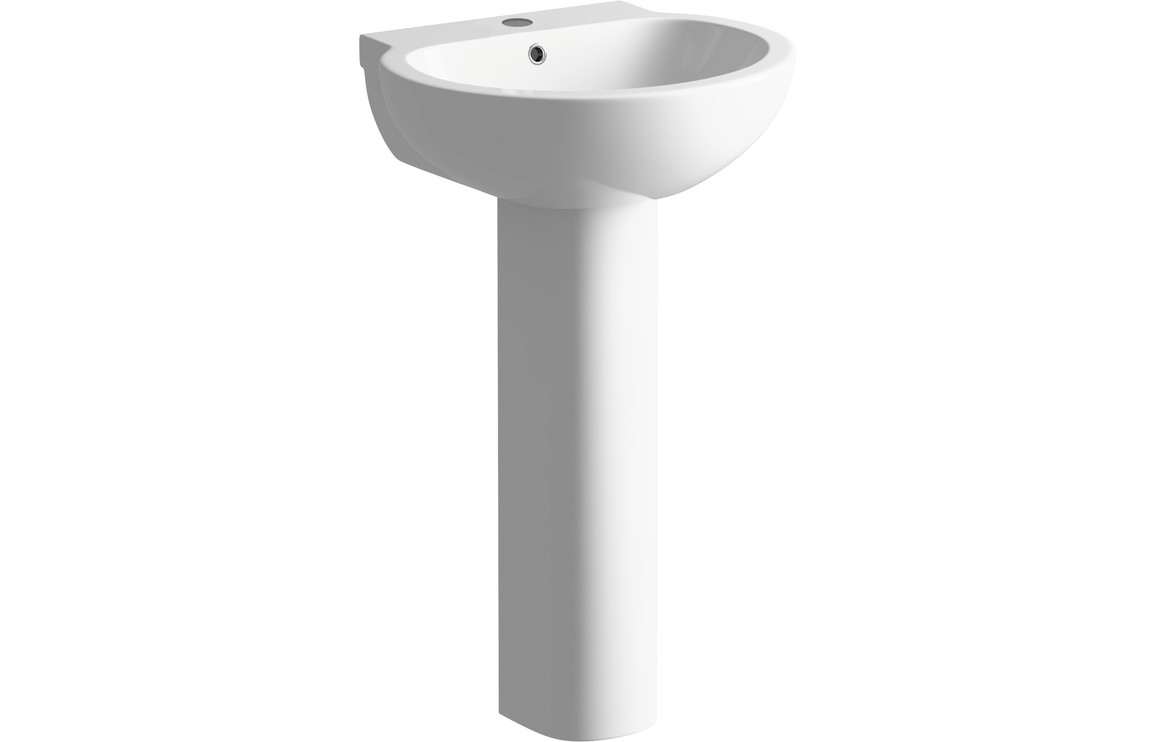 Albert 535x490mm 1TH Basin & Full Pedestal