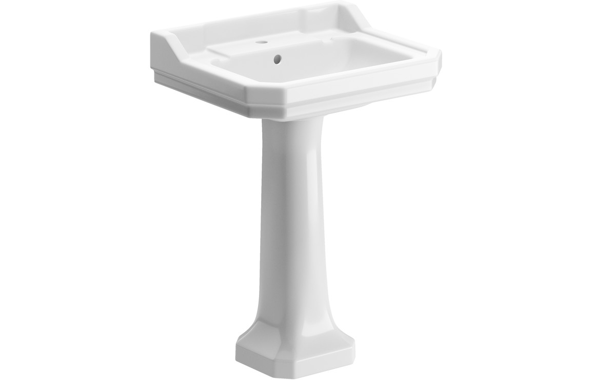 Tana 600x500mm 1TH Basin & Full Pedestal