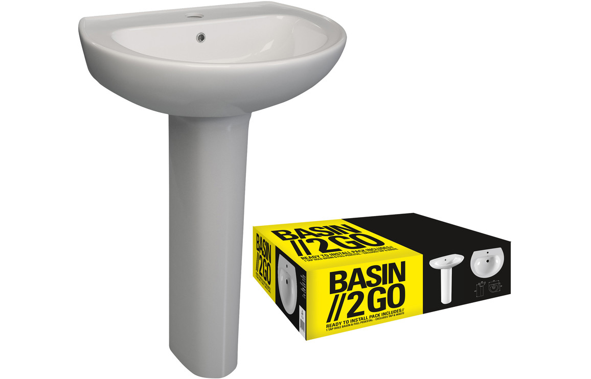 Livingston 573x460mm 1TH Basin & Full Pedestal