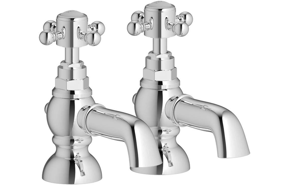 Edessa Bath Pillar Taps - Chrome