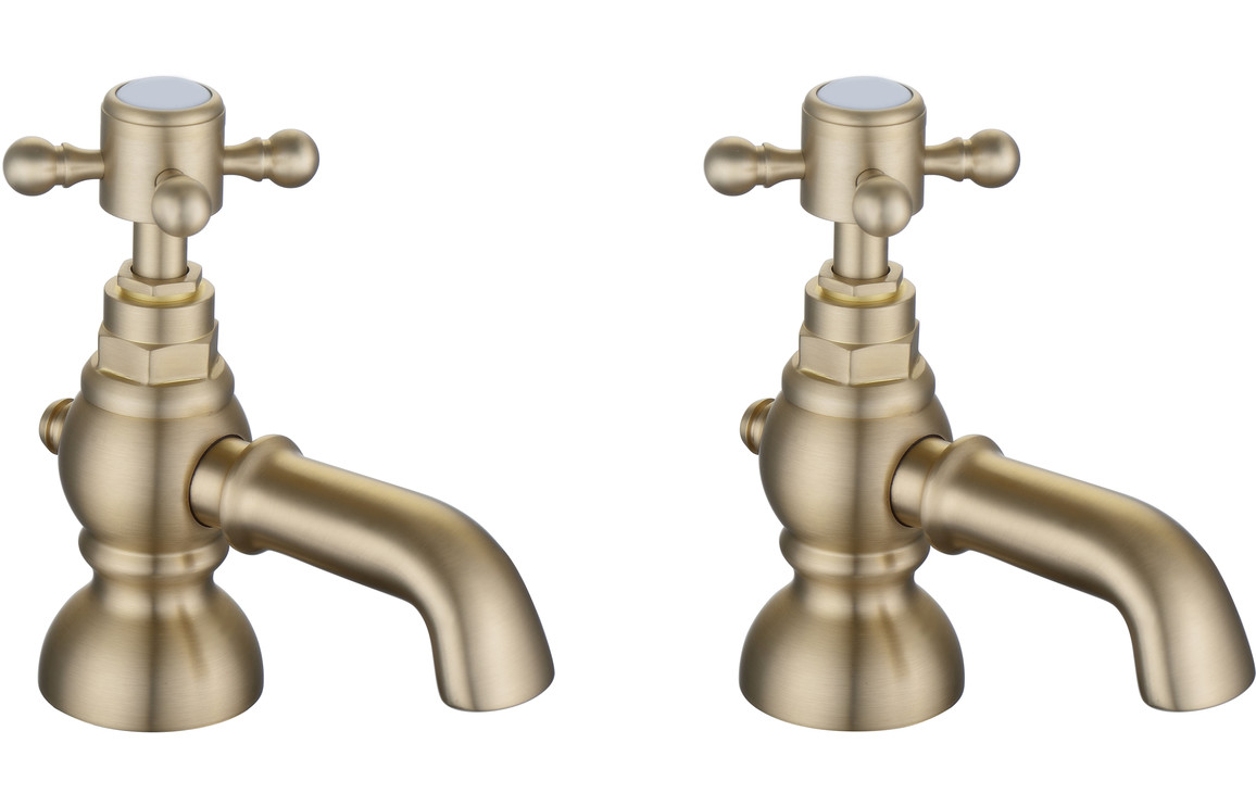 Sutherland Bath Pillar Taps - Brushed Brass