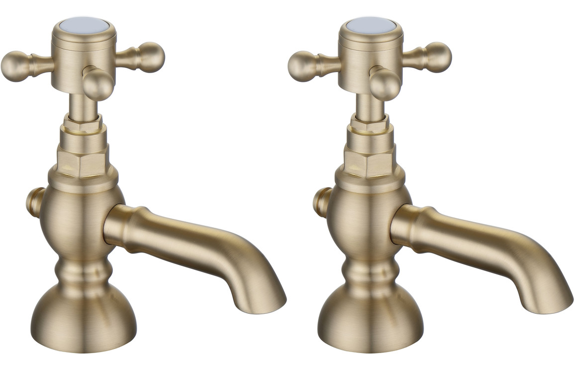 Sutherland Basin Pillar Taps - Brushed Brass