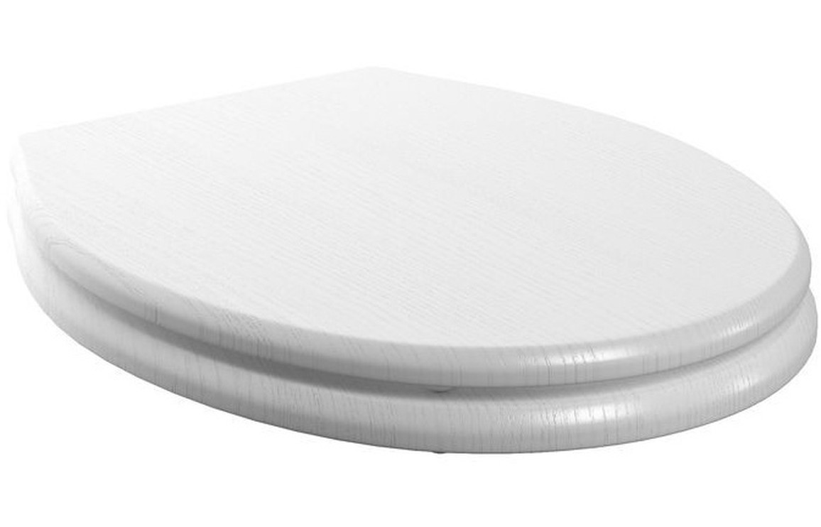 Soft Close Toilet Seat - Satin White Wood Effect