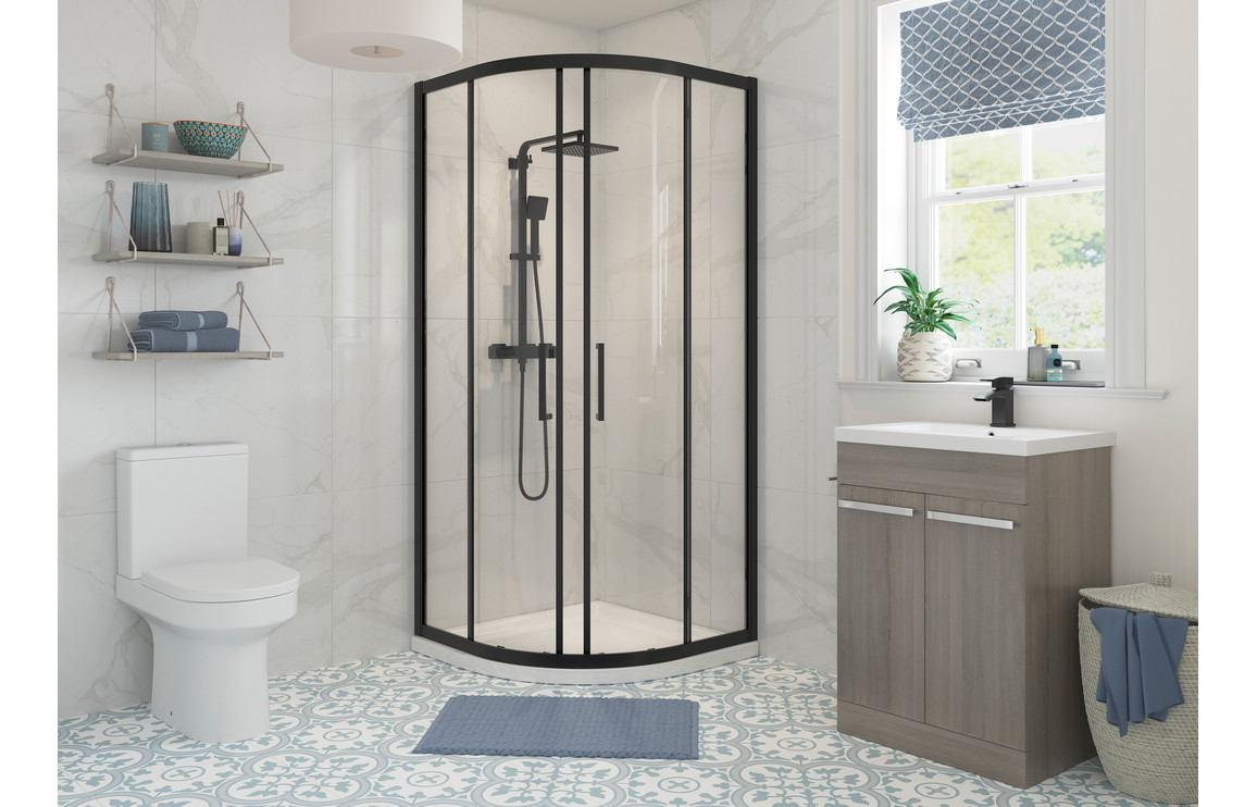 Miro Black 800mm 2 Door Quadrant