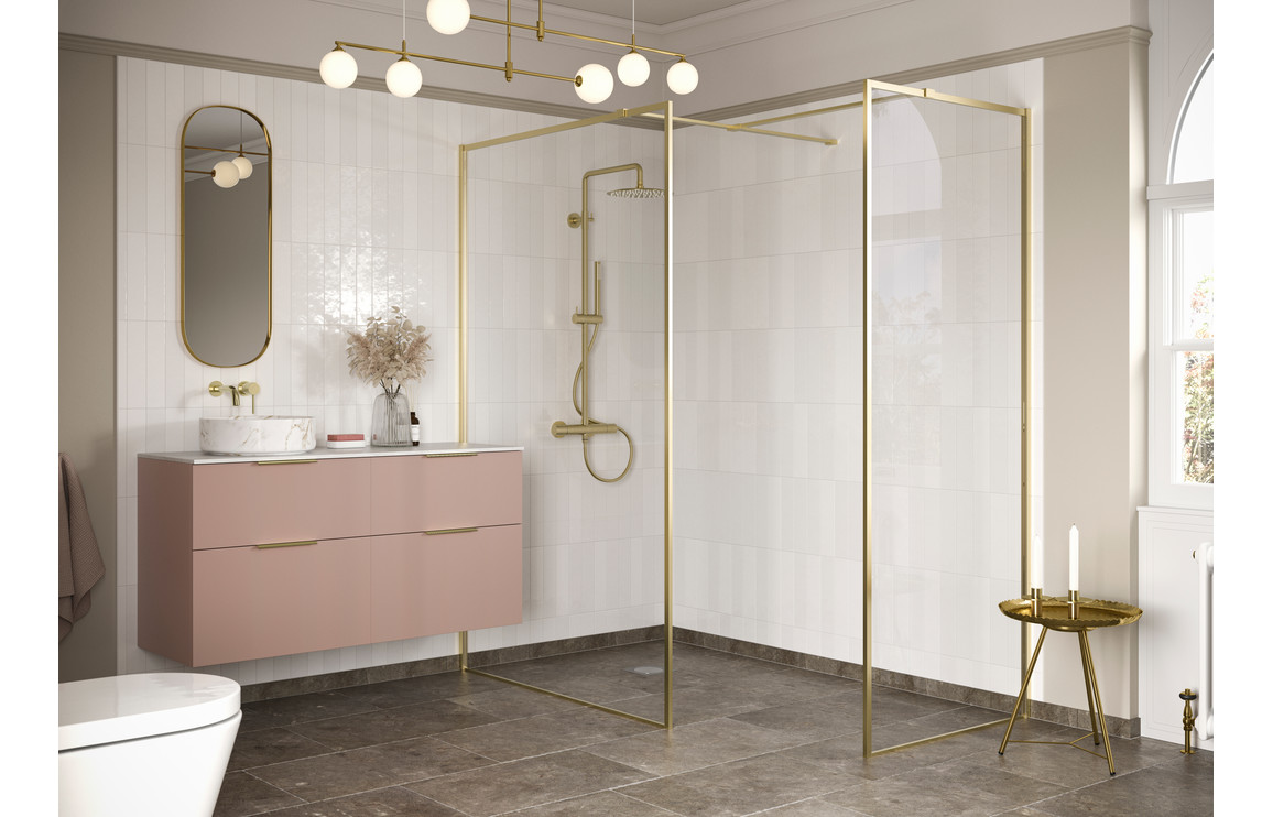 Dali 800mm Brushed Brass Profile Wetroom Side Panel