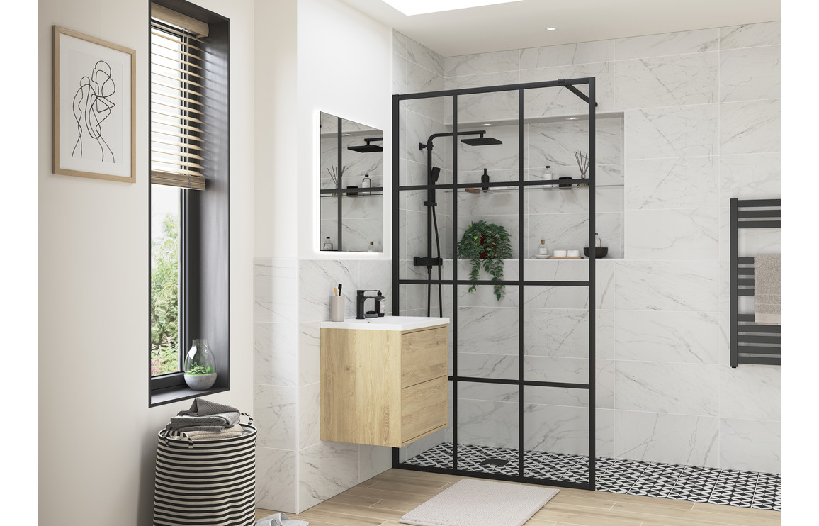 Dali 1200mm Black Framed Wetroom Panel