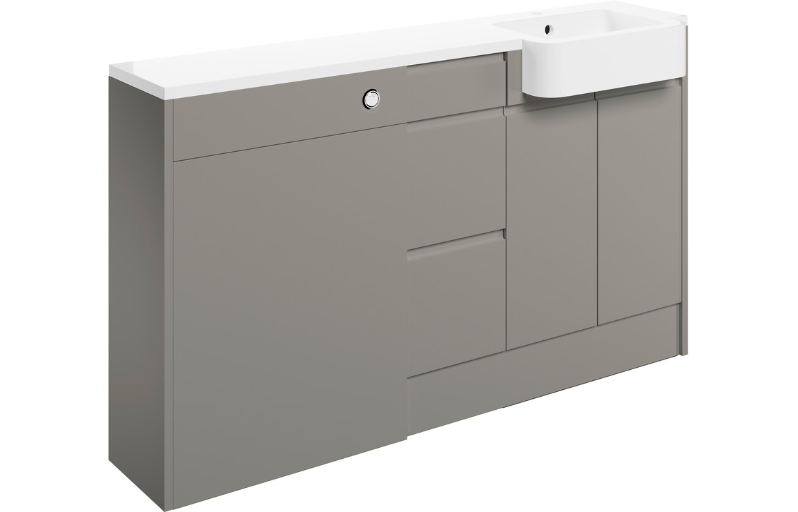 Figo 1542mm Basin  WC & 3 Drawer Unit Pack (RH) - Pearl Grey Gloss