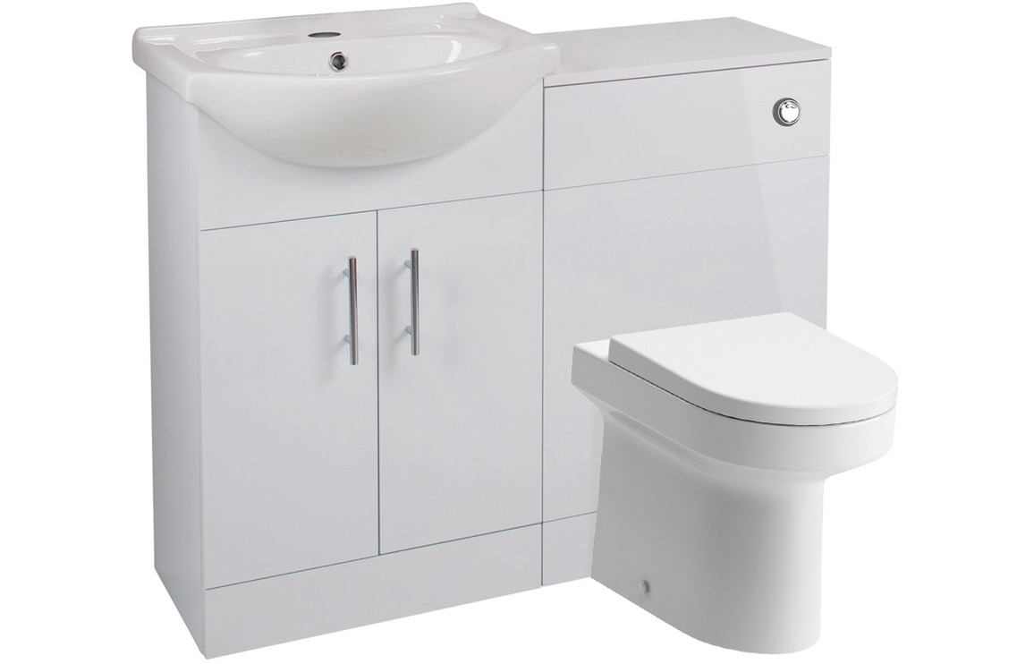 Valetta 560mm Basin Unit & WC Unit Pack - White Gloss