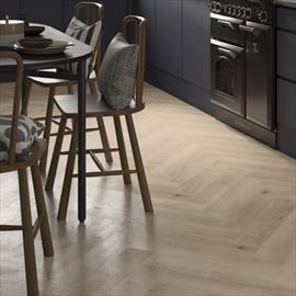 Herringbone Wood Effect Vinyl Click Flooring In Kitchen