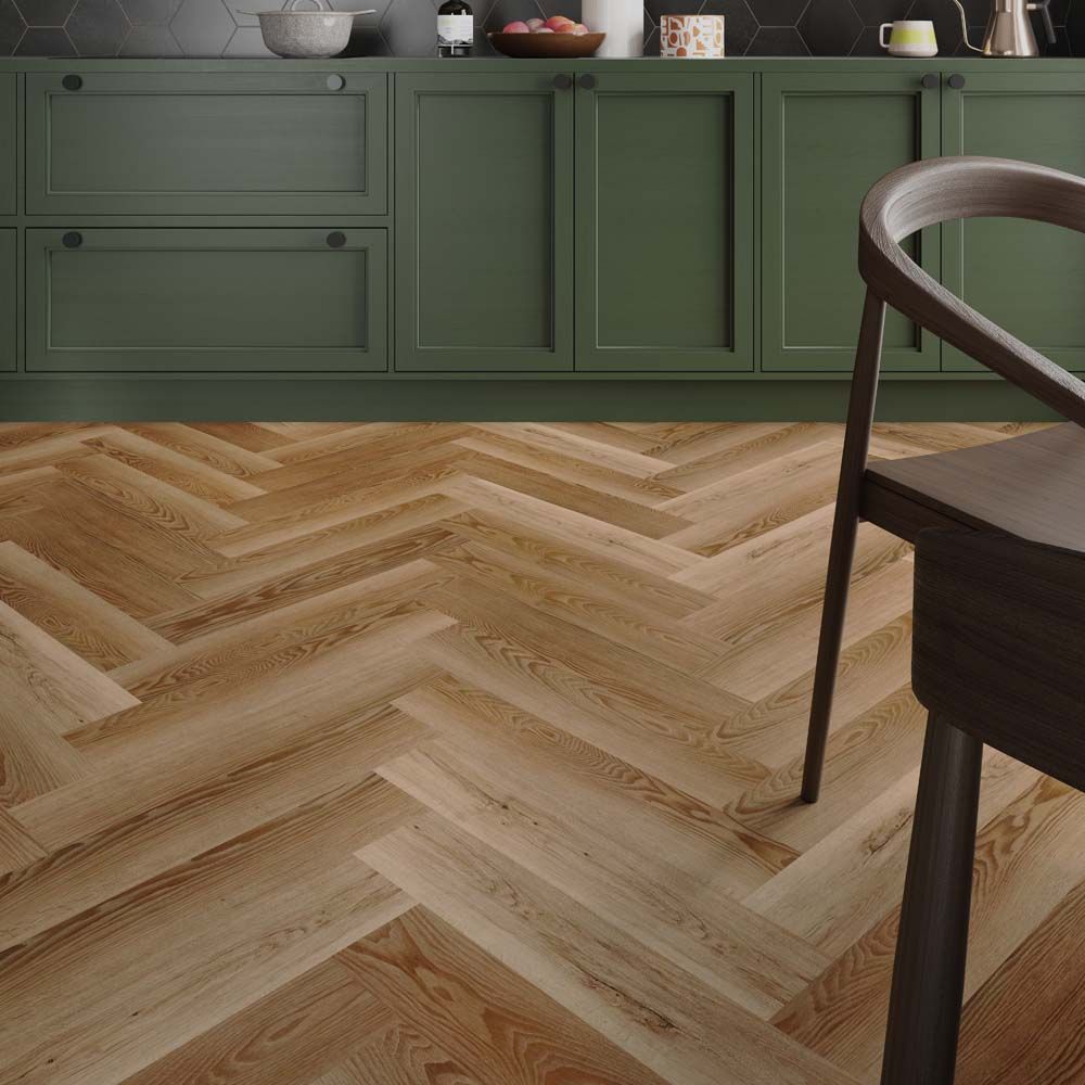 Verona ClickLux Burnham Golden Oak Herringbone 126mm x 630mm Flooring (2.22m² Per Box)