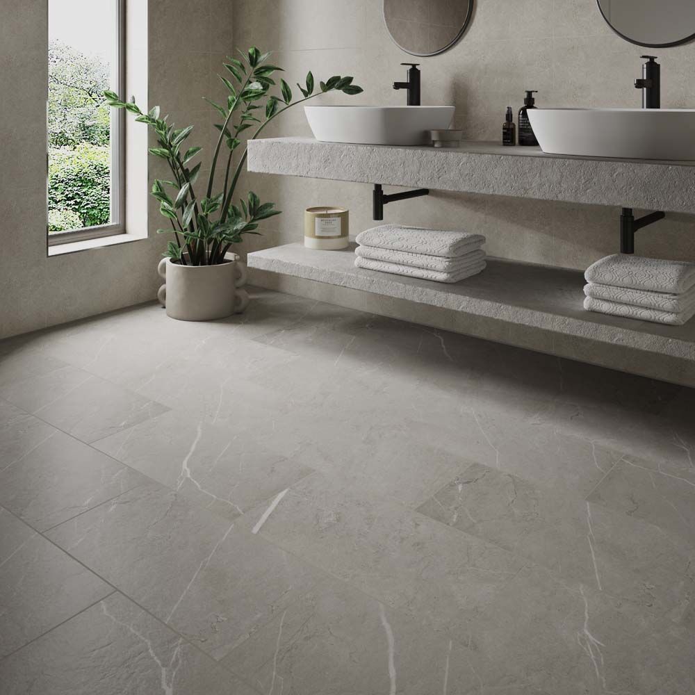 Verona ClickLux Rodellar Stone Silver 305mm x 610mm Tile (1.86m² Per Box)